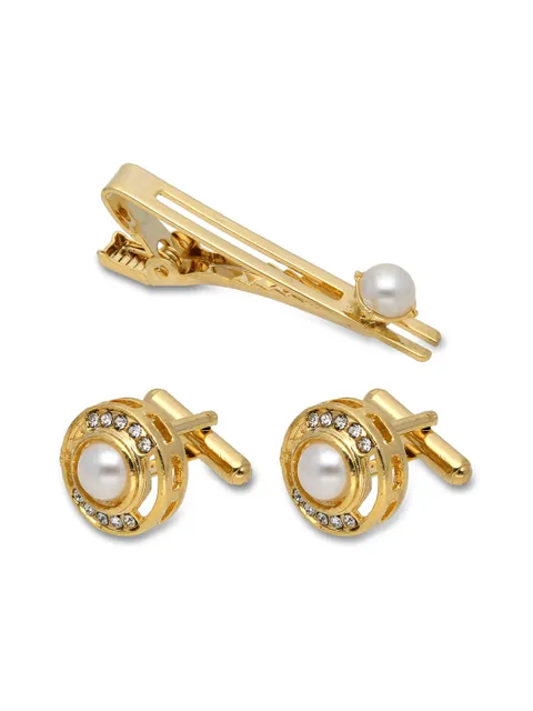 Cufflinks with Tie Clip in Gold finish - CNB27510