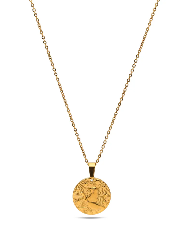 Leo Zodiac Sign Pendant with Chain in Gold finish - CNB27830