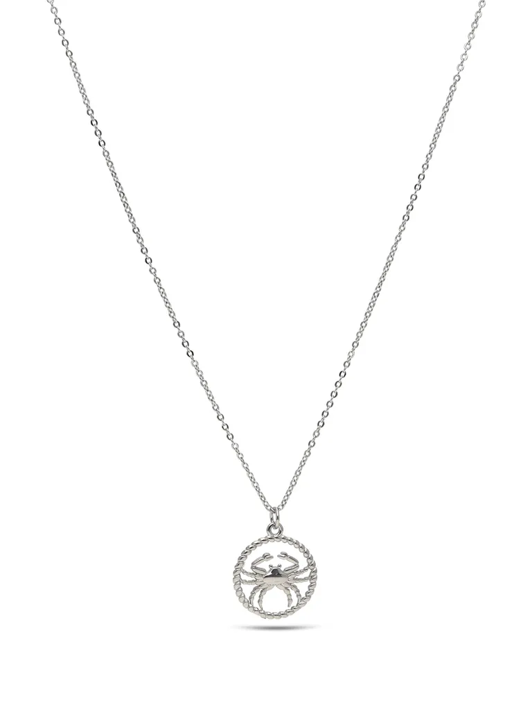 Cancer Zodiac Sign Pendant with Chain in Rhodium finish - CNB27834