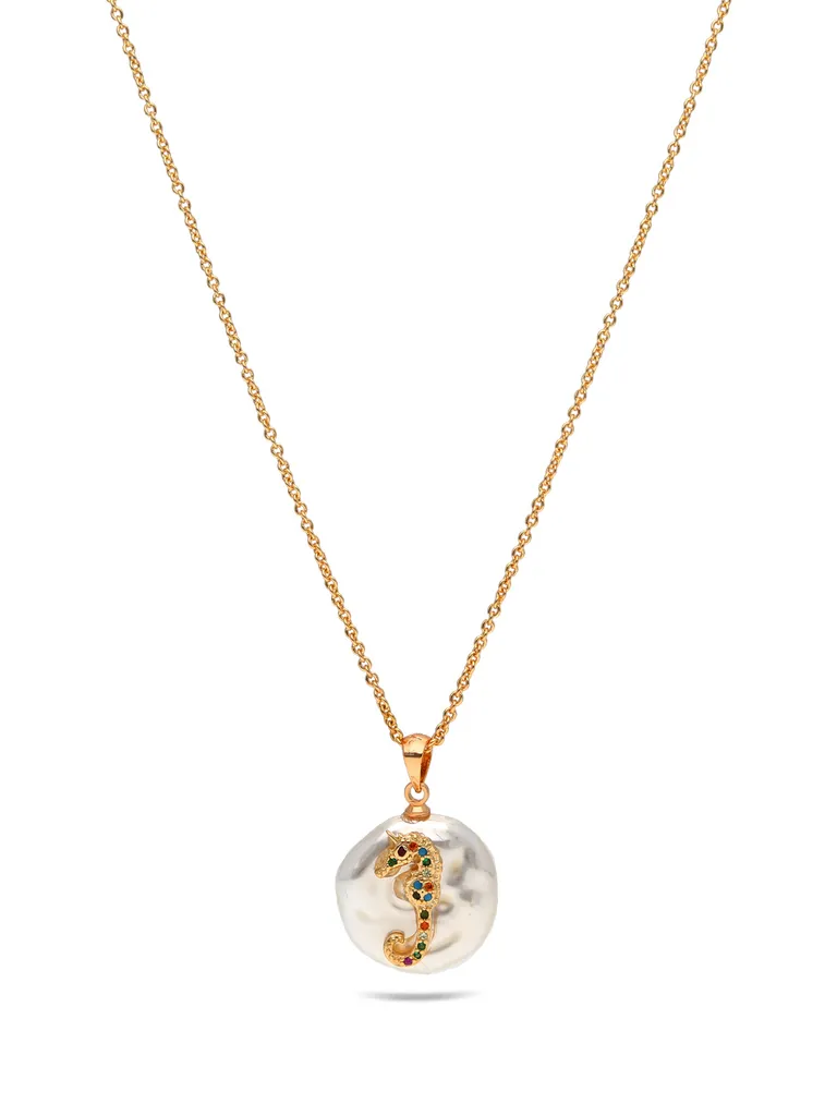 AD / CZ Pendant with Chain in Gold finish - CNB27864