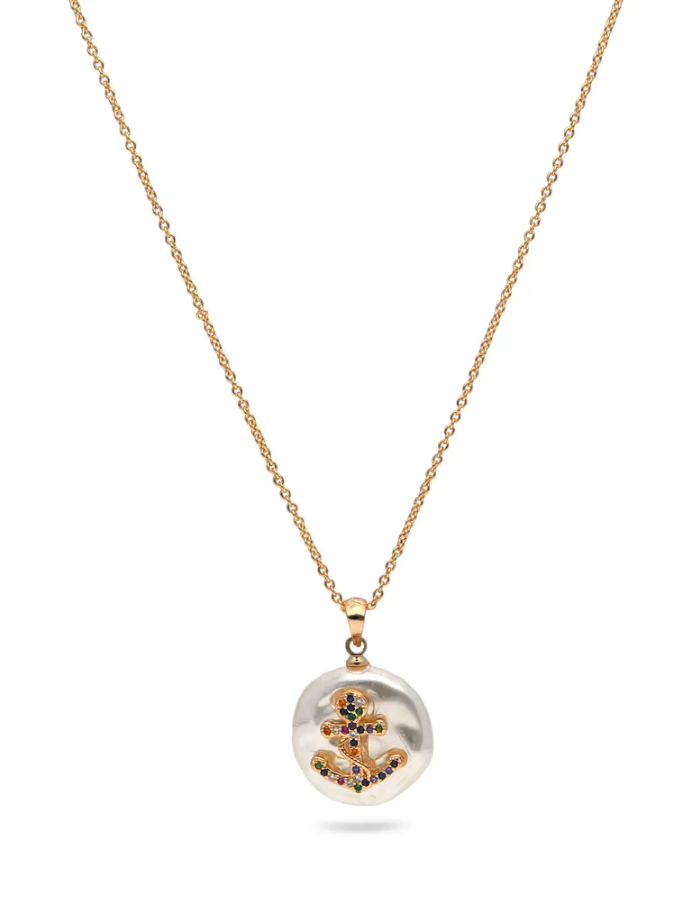 AD / CZ Pendant with Chain in Gold finish - CNB27868