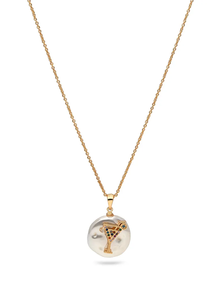 AD / CZ Pendant with Chain in Gold finish - CNB27867
