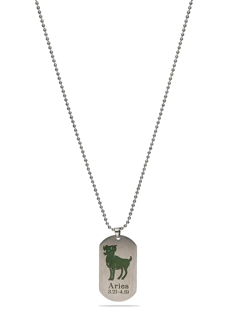 Aries Zodiac Sign Pendant with Chain in Rhodium finish - CNB27999