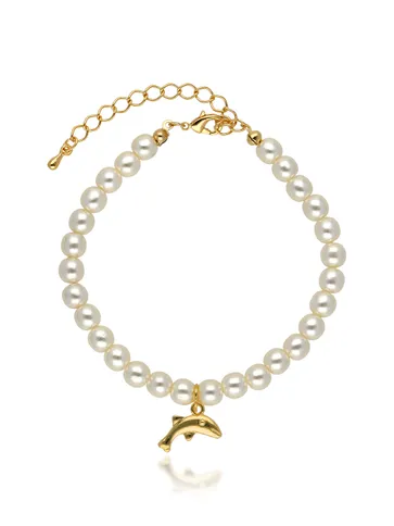 Pearls Loose / Link Bracelet in Gold finish - CNB25465
