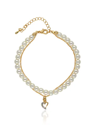 Pearls Loose / Link Bracelet in Gold finish - CNB25475