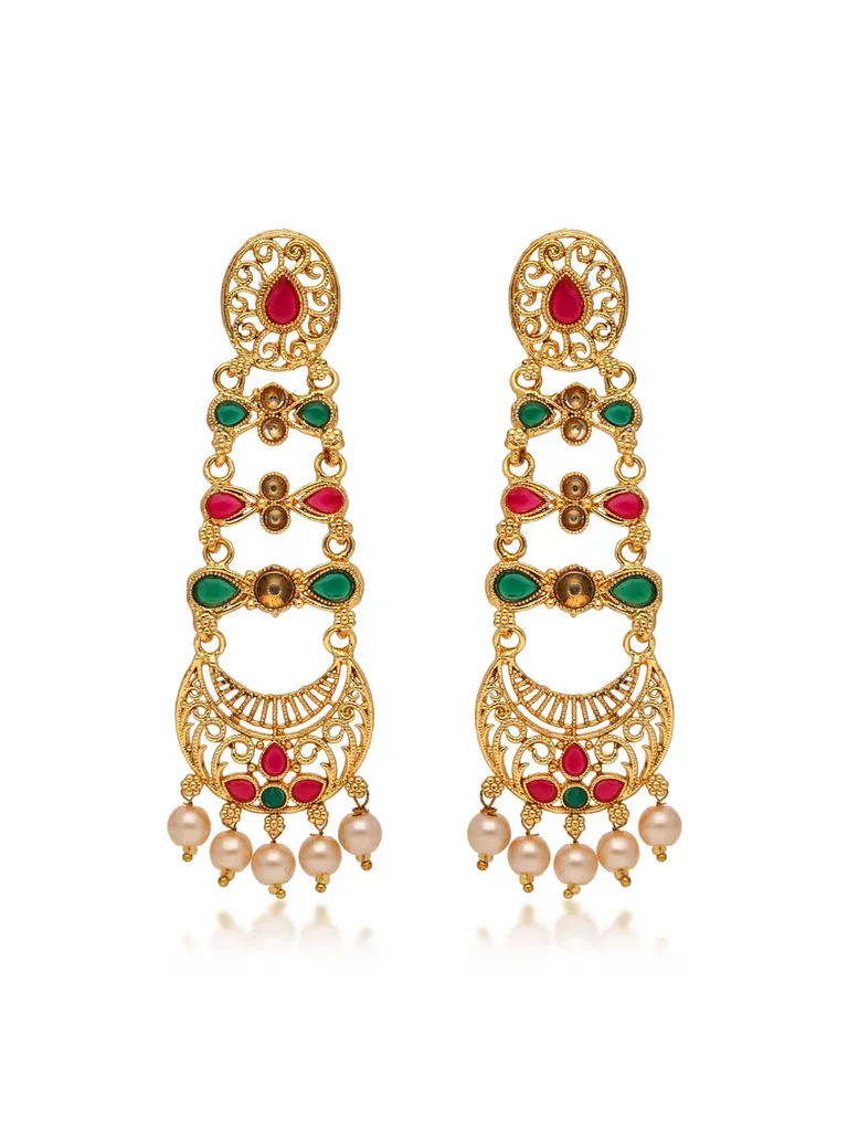 Traditional Long Earrings in Gold finish - E1828