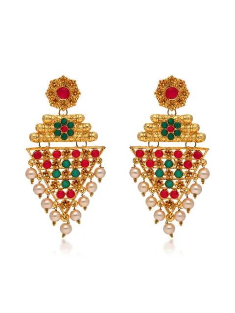Traditional Long Earrings in Gold finish - ABN46