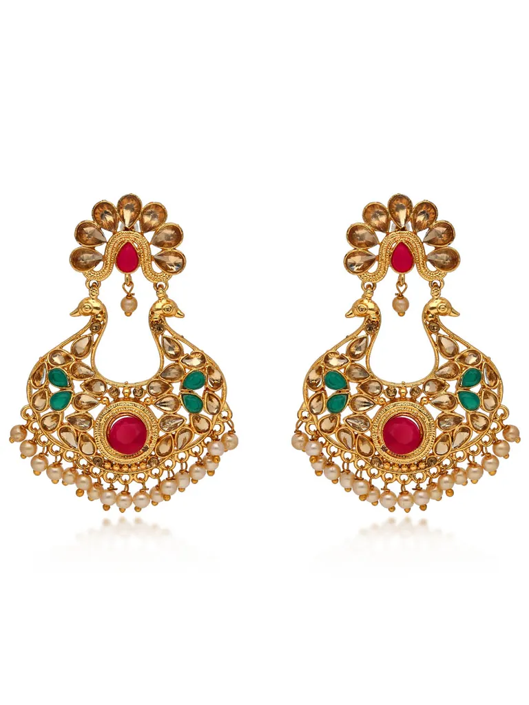 Traditional Long Earrings in Gold finish - E1804