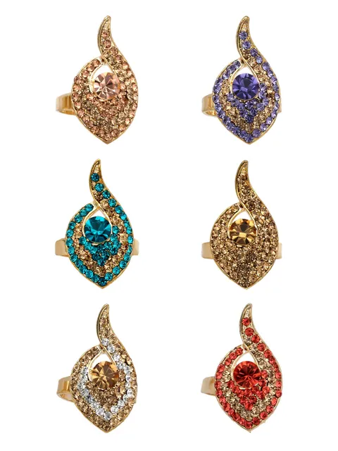 Fancy Finger Ring in Assorted color and Gold finish - CNB5419