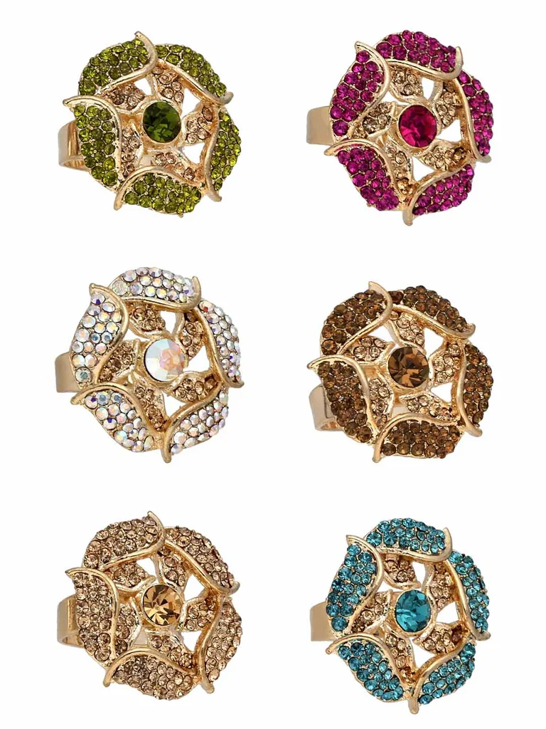 Fancy Finger Ring in Assorted color and Gold finish - CNB5448