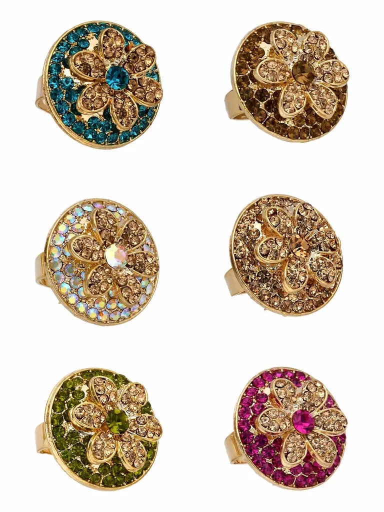 Fancy Finger Ring in Assorted color and Gold finish - CNB5474