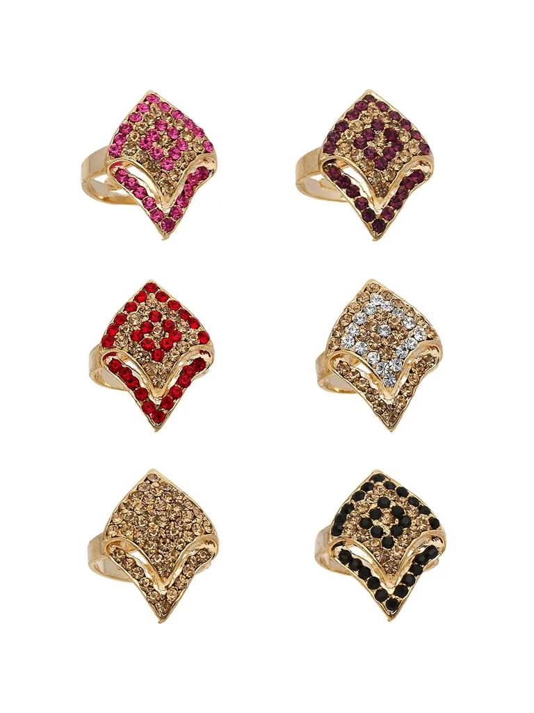 Fancy Finger Ring in Assorted color and Gold finish - CNB5488