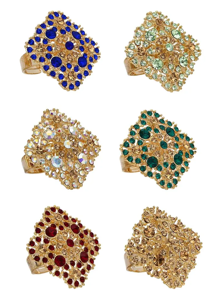 Fancy Finger Ring in Assorted color and Gold finish - CNB5503