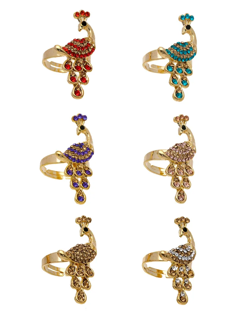 Fancy Finger Ring in Assorted color and Gold finish - CNB5415