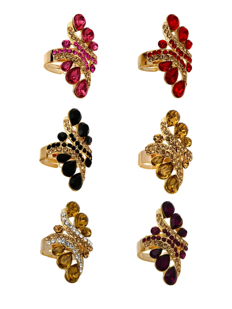 Fancy Finger Ring in Assorted color and Gold finish - CNB5422