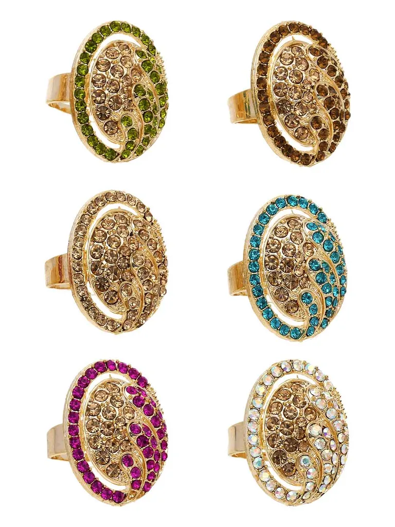 Fancy Finger Ring in Assorted color and Gold finish - CNB5444