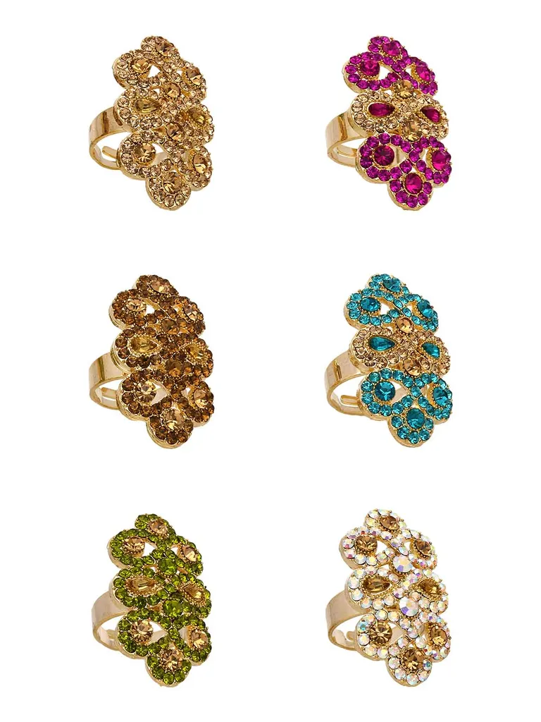 Fancy Finger Ring in Assorted color and Gold finish - CNB5404