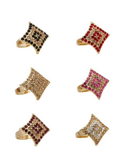 Fancy Finger Ring in Assorted color and Gold finish - CNB5430