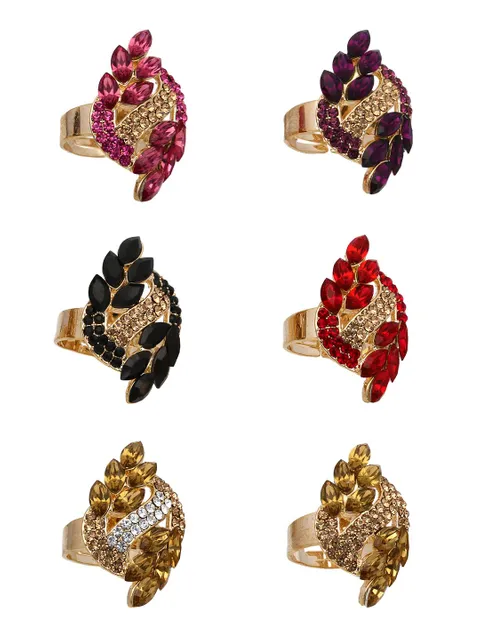 Fancy Finger Ring in Assorted color and Gold finish - CNB5434
