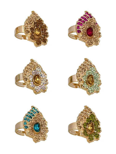 Fancy Finger Ring in Assorted color and Gold finish - CNB5476