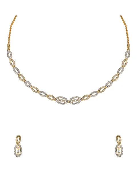 AD / CZ Necklace Set in Two Tone Finish - CNB850