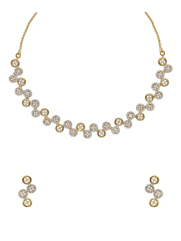 AD / CZ Necklace Set in Two Tone Finish - CNB918
