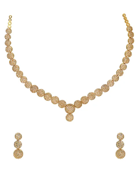 AD / CZ Necklace Set in Gold Finish - CNB1234