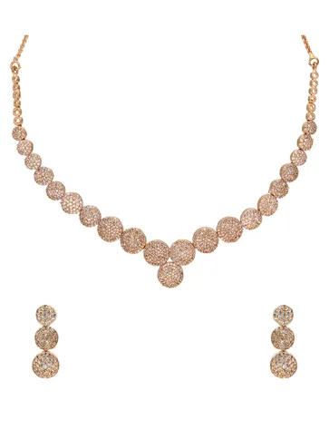 AD / CZ Necklace Set in Rose Gold Finish - CNB1237
