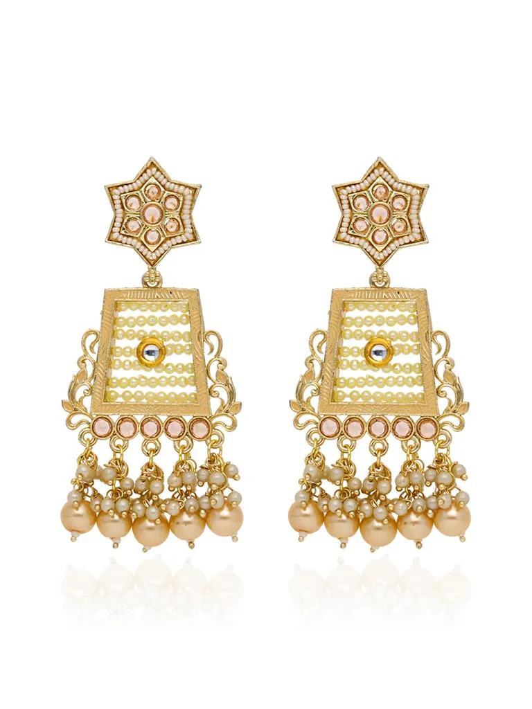 Traditional Long Earrings in Gold finish - CNB28485