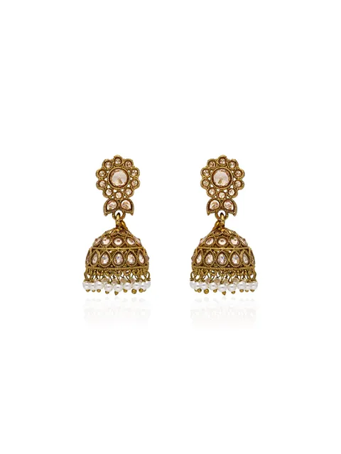 Reverse AD Jhumka Earrings in Mehendi finish - CNB28511