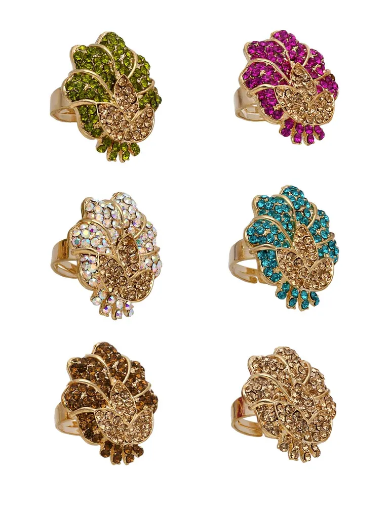 Fancy Finger Ring in Assorted color and Gold finish - CNB5402