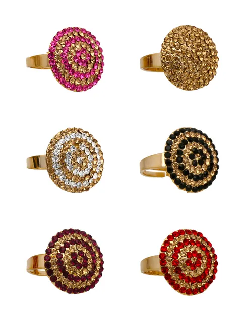 Fancy Finger Ring in Assorted color and Gold finish - CNB5412