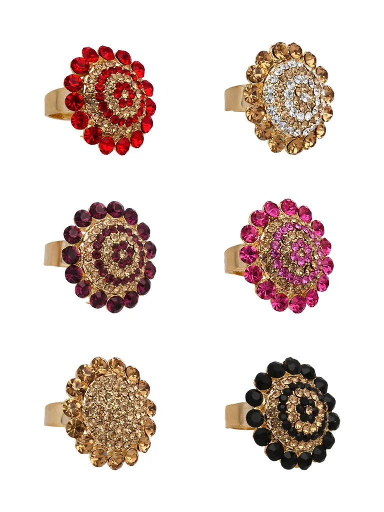 Fancy Finger Ring in Assorted color and Gold finish - CNB5426