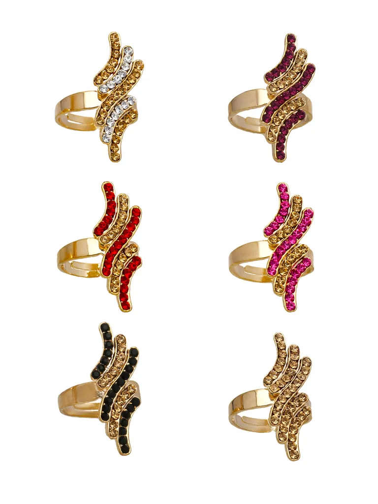 Fancy Finger Ring in Assorted color and Gold finish - CNB5432