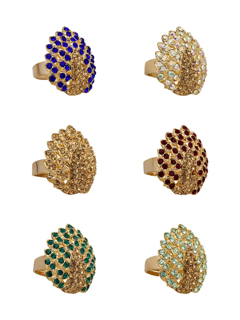 Fancy Finger Ring in Assorted color and Gold finish - CNB5451