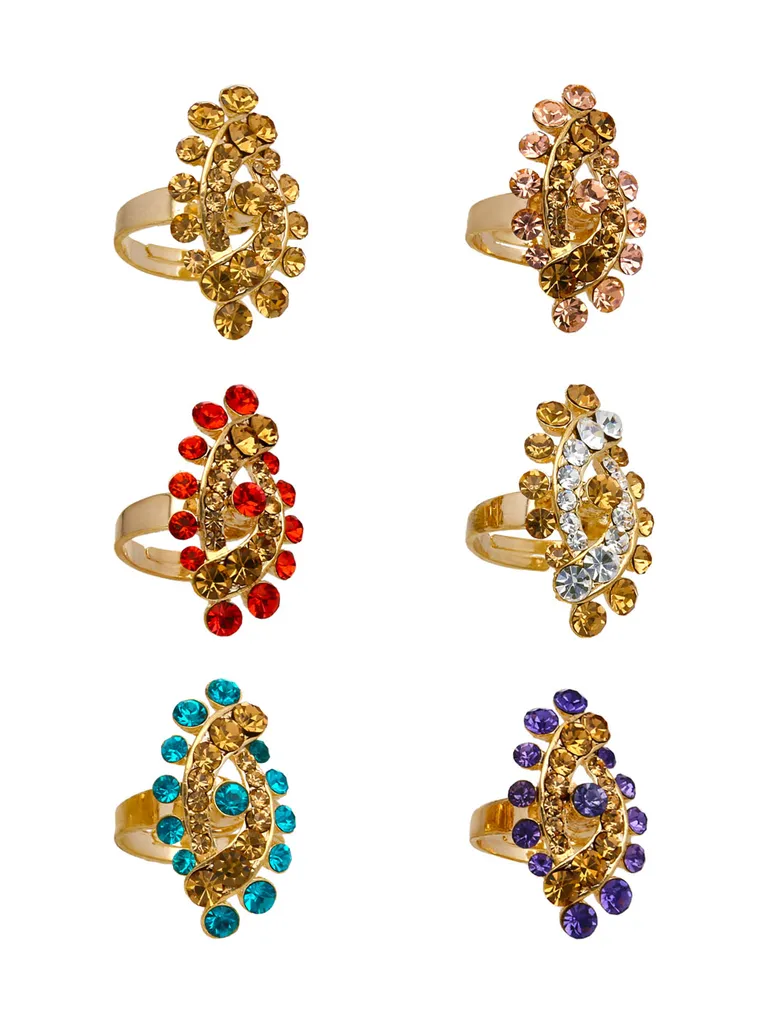 Fancy Finger Ring in Assorted color and Gold finish - CNB5455