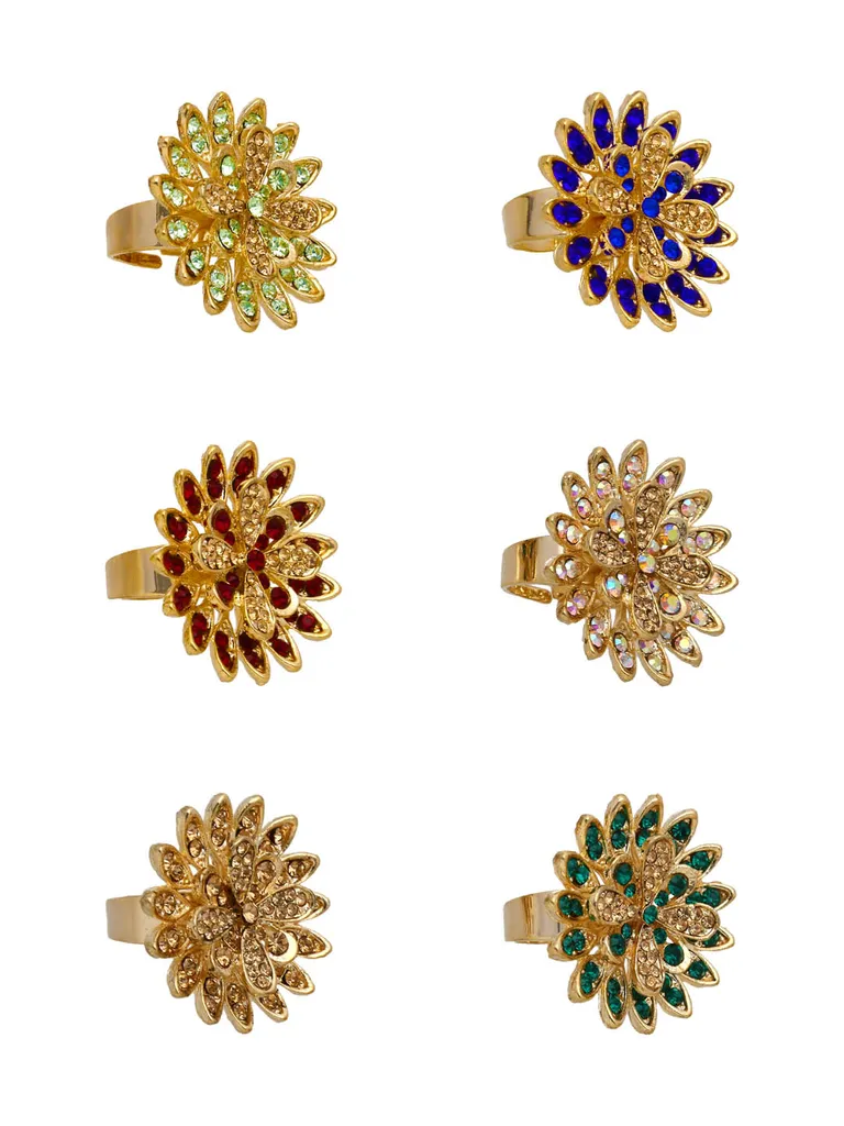 Fancy Finger Ring in Assorted color and Gold finish - CNB5463