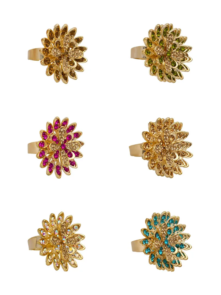 Fancy Finger Ring in Assorted color and Gold finish - CNB5464