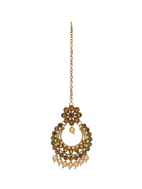 Traditional Maang Tikka in Oxidised Gold Finish - CNB7112