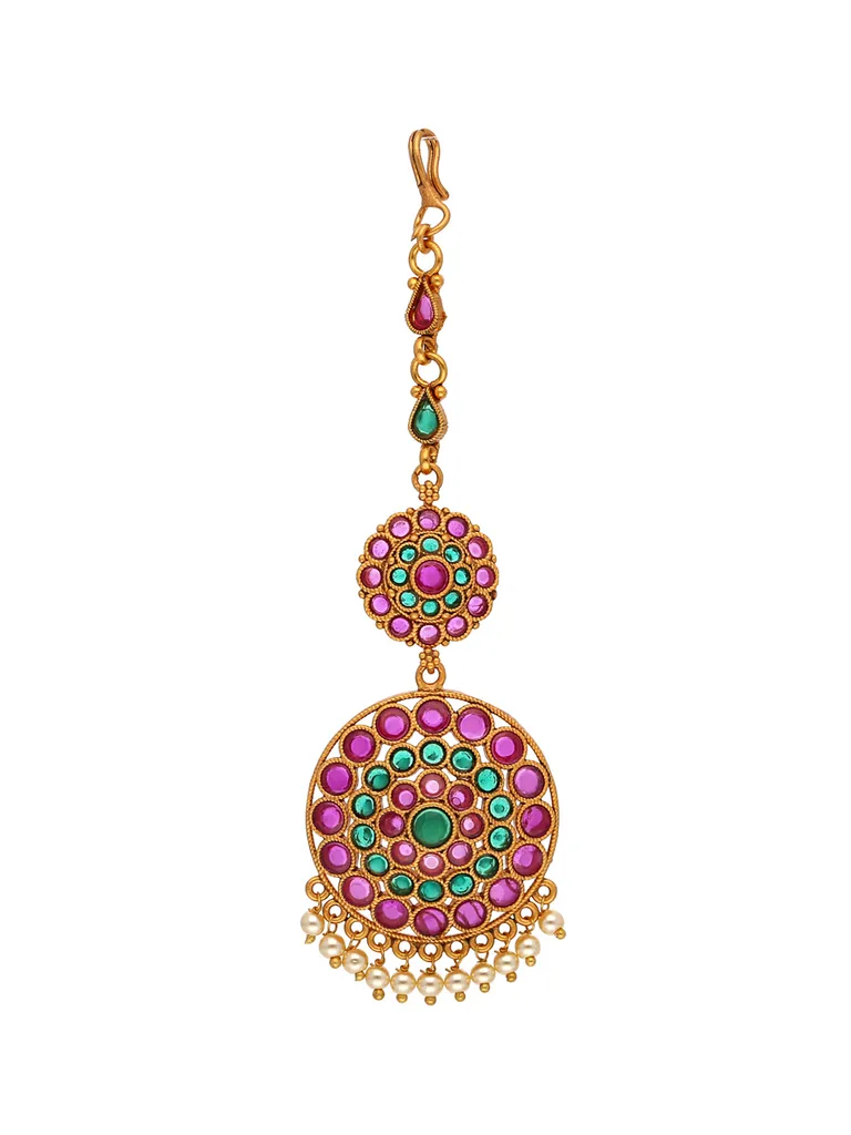 Reverse AD Maang Tikka in Oxidised Gold Finish - CNB1062