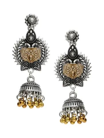 Oxidised Jhumka Earrings in Two Tone finish - S34170