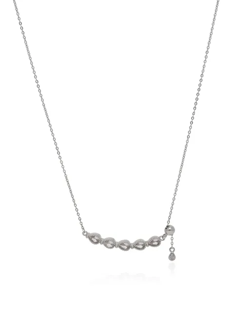 AD / CZ Pendant with Chain Set in Rhodium finish - CNB4630