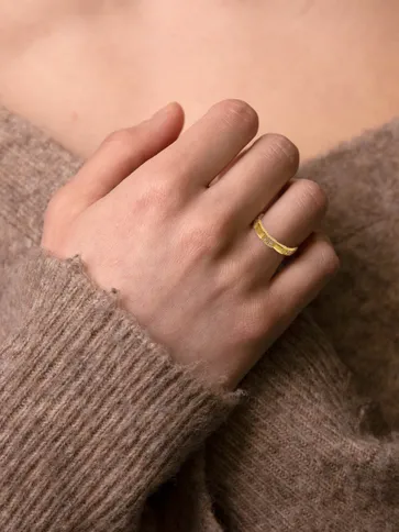 AD / CZ Finger Ring in Matt Gold finish - CNB4675