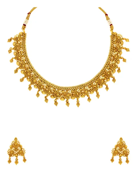 Antique Rajwadi Gold Necklace Set - CNB840
