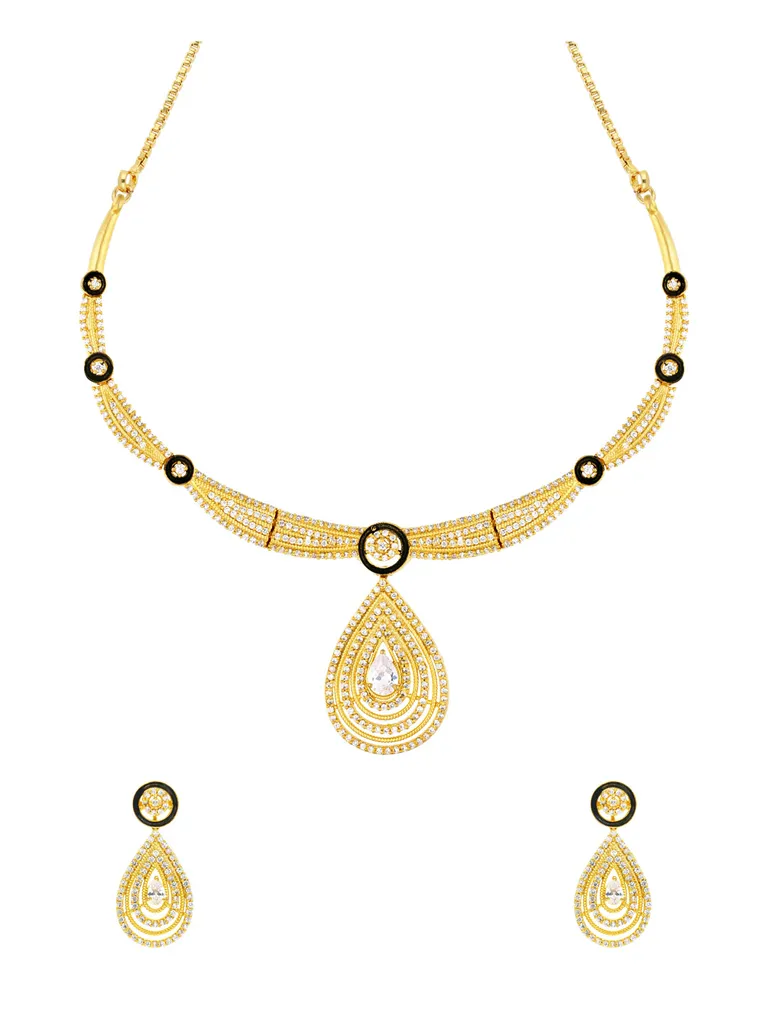 AD / CZ Necklace Set in Gold finish - ADNJP606