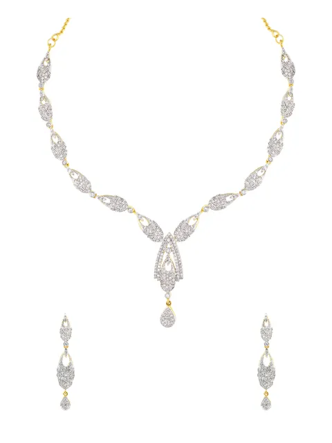 AD / CZ Necklace Set in Two Tone finish - ADN172