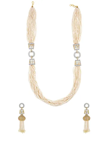 AD / CZ Long Necklace Set in Two Tone finish - ADMA1