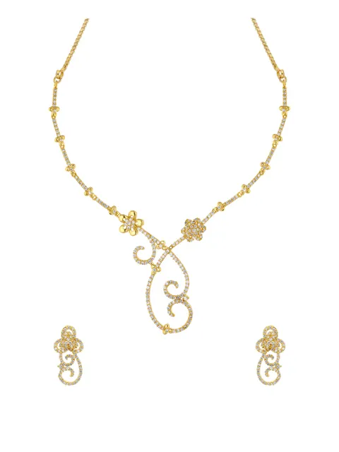 AD / CZ Necklace Set in Gold finish - SKH270