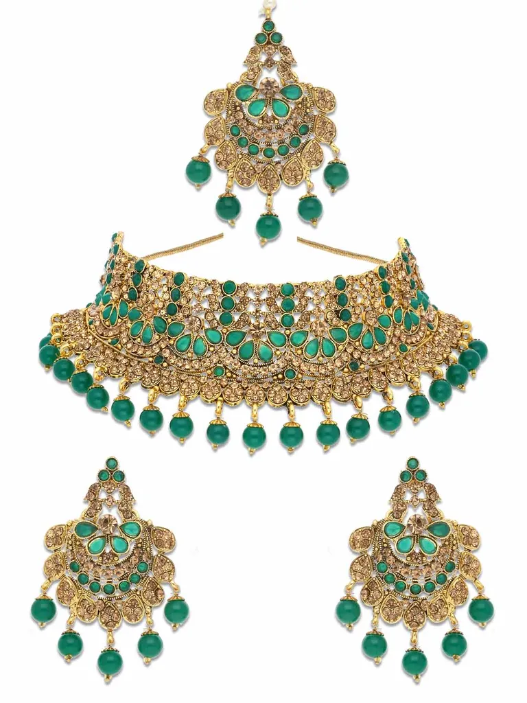 Antique Necklace Set in Oxidised Gold finish - CNB8518