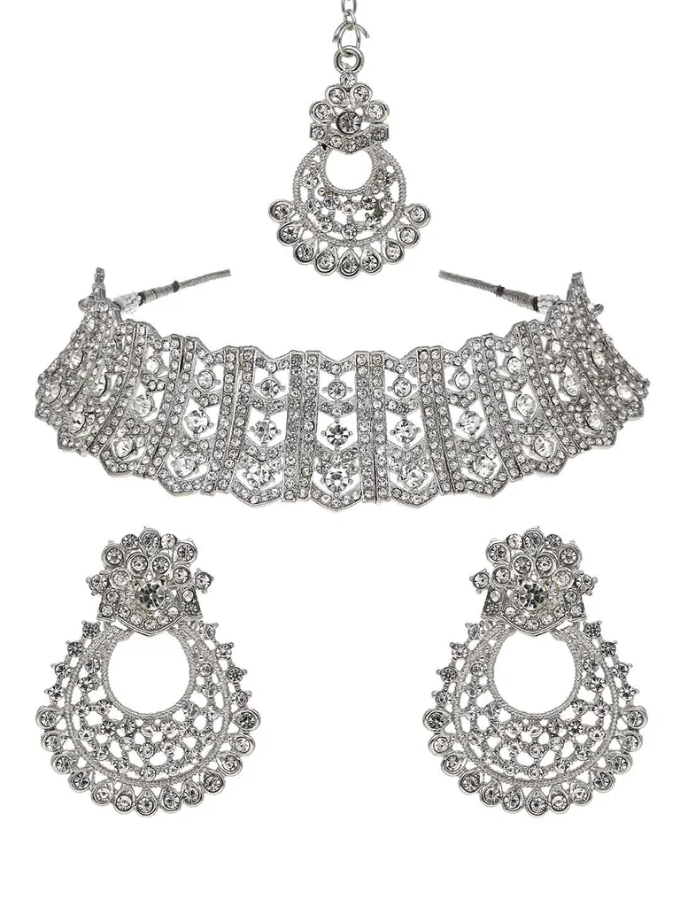Stone Necklace Set in Rhodium finish - STU6004